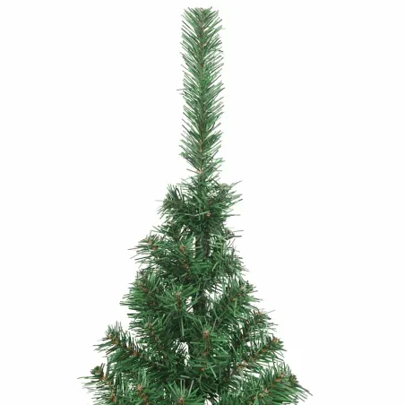 Sapin de Noël artificiel moitié avec support vert 210 cm PVC