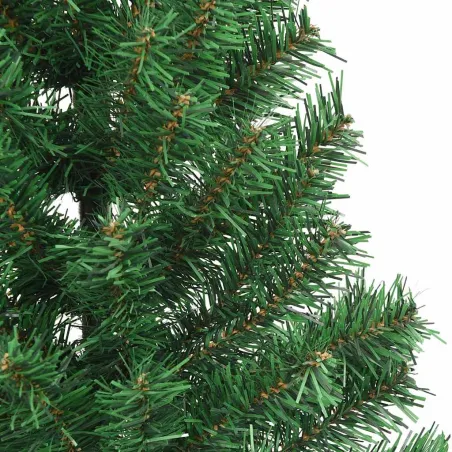 Sapin de Noël artificiel moitié avec support vert 210 cm PVC