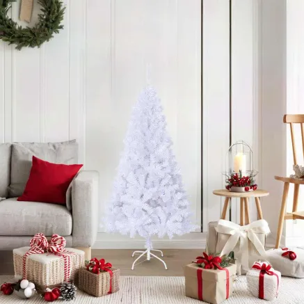 Arbre de Noël artificiel avec branches épaisses blanc 150cm PVC 2