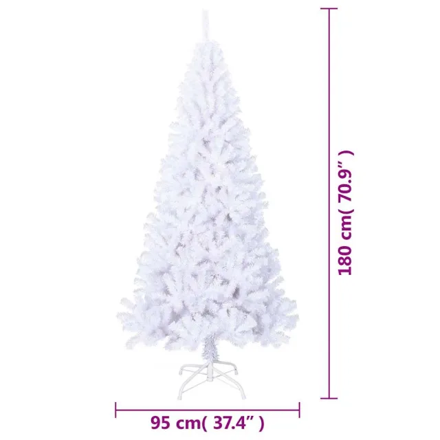 Arbre de Noël artificiel avec branches épaisses blanc 180cm PVC