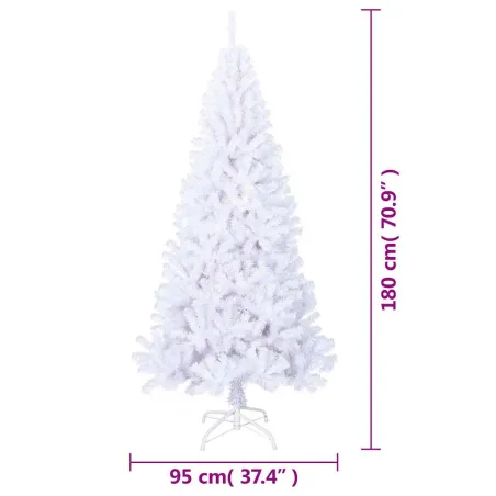 Arbre de Noël artificiel avec branches épaisses blanc 180cm PVC