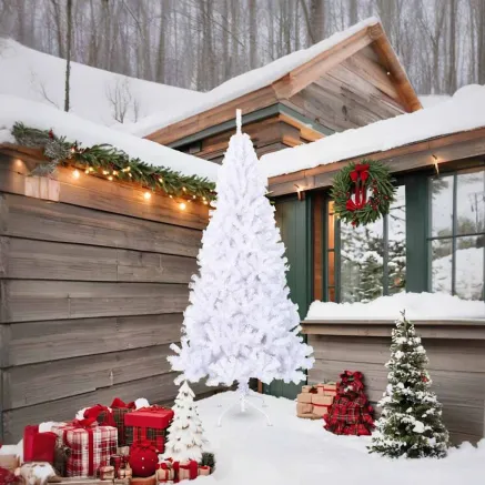 Arbre de Noël artificiel avec branches épaisses blanc 210cm PVC 2