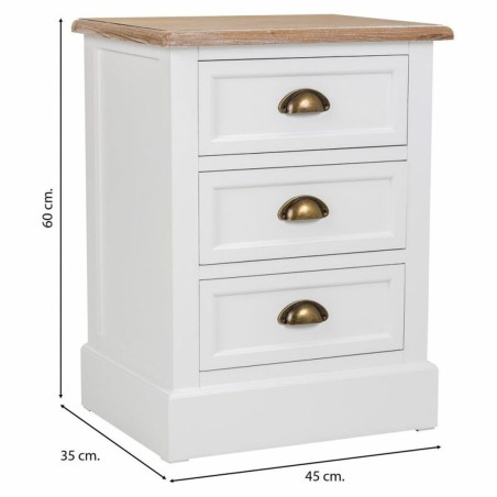 Comodino Alexandra House Living Bianco Marrone 35 x 60 x 45 cm