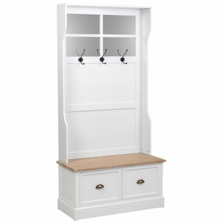 Coat rack with shelf Alexandra House Living White Brown Zinc Alloy MDF