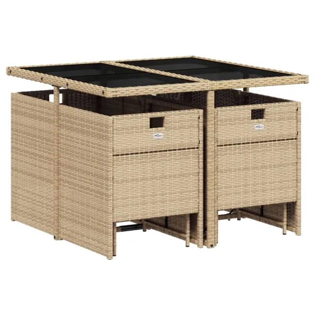 Ensemble à manger de jardin et coussins 9 pcs mélange beige