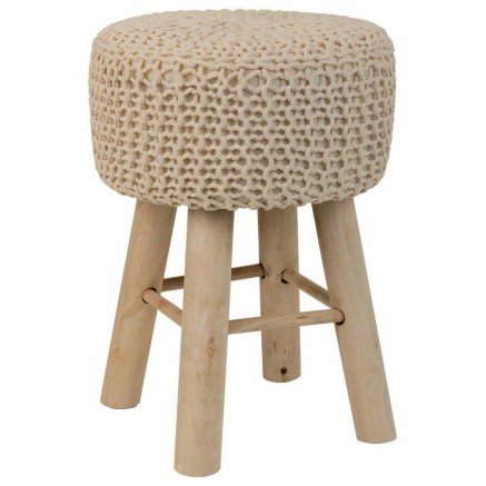 Sgabello Alexandra House Living Crema Bambù Pino Spugna Legno MDF 32