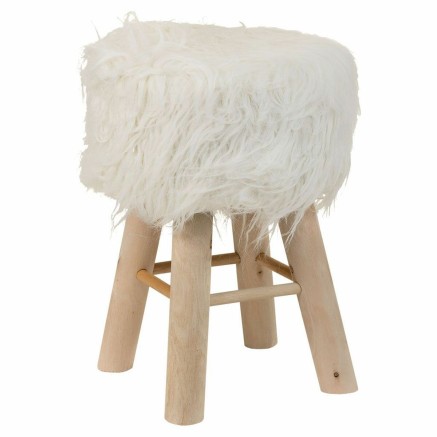 Stool Alexandra House Living White Plush Bamboo Pinewood Sponge MDF Wo