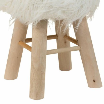 Sgabello Alexandra House Living Bianco Stoffa Bambù Pino Spugna Legno 2