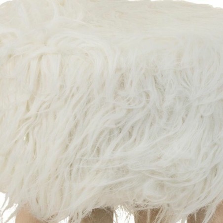 Tabouret Alexandra House Living Blanc Tissu Peluche Bambou Pin Éponge