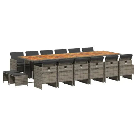 Ensemble à manger de jardin 17 pcs et coussins résine tressée 2