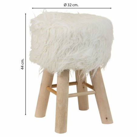Tabouret Alexandra House Living Blanc Tissu Peluche Bambou Pin Éponge
