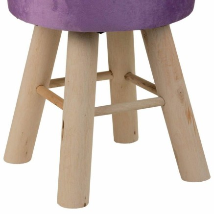 Hocker Alexandra House Living Purpur Samt Bambus Kiefer Schwamm Holz M 2