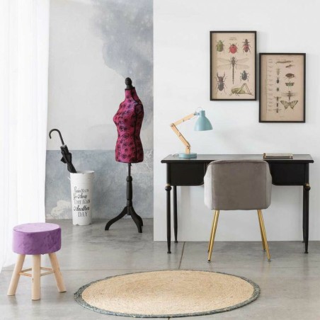 Sgabello Alexandra House Living Porpora Velluto Bambù Pino Spugna Leg