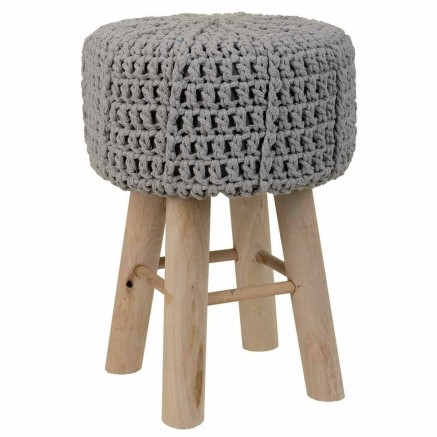 Stool Alexandra House Living Grey Bamboo Pinewood Sponge MDF Wood 32 x
