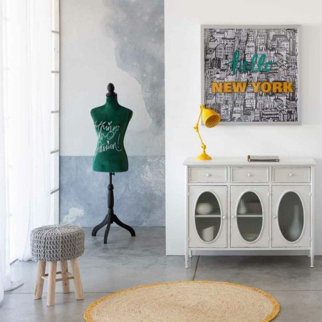 Tabouret Alexandra House Living Gris Bambou Pin Éponge Bois MDF 32 x