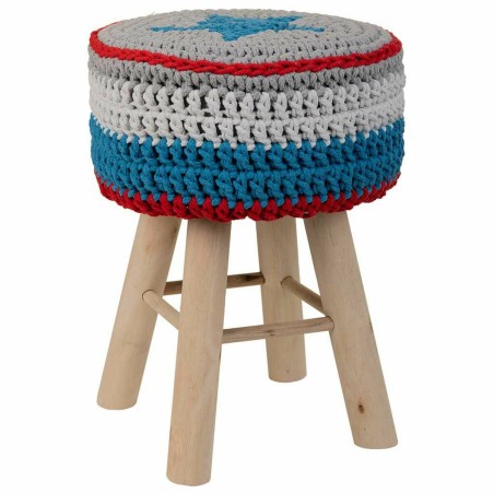 Hocker Alexandra House Living Blau Bambus Kiefer Schwamm Holz MDF 32 x