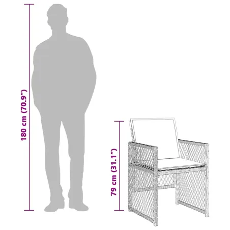 Ensemble à manger de jardin coussins 5pcs noir résine tressée