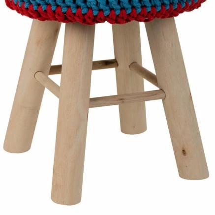 Kruk Alexandra House Living Blauw Bamboe Pijnboom Spons Hout MDF 32 x 2
