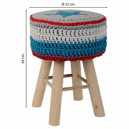 Hocker Alexandra House Living Blau Bambus Kiefer Schwamm Holz MDF 32 x