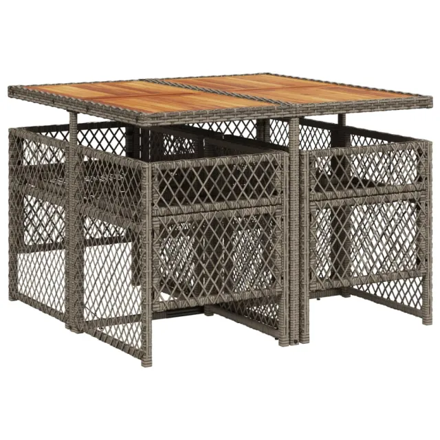 Ensemble à manger de jardin 5 pcs coussins gris résine tressée