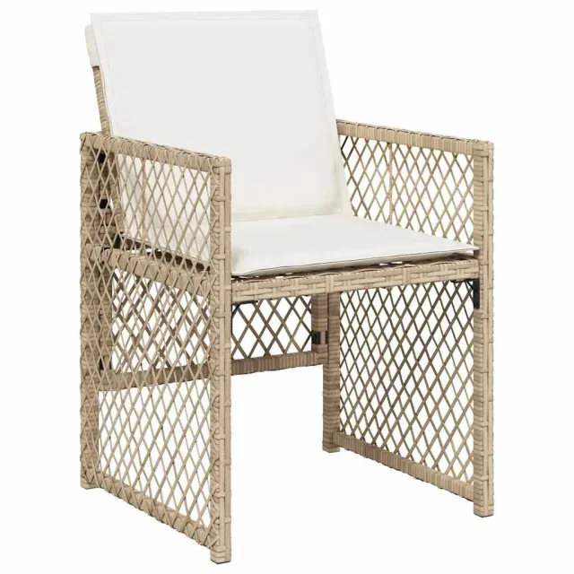 Ensemble à manger de jardin et coussins 7 pcs beige poly rotin