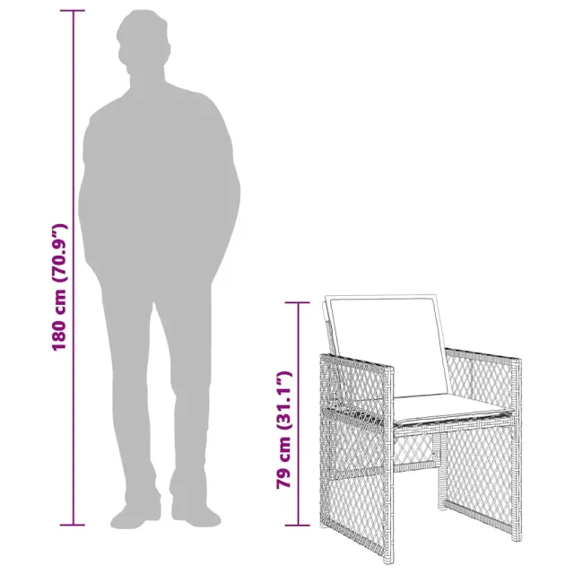 Ensemble à manger de jardin et coussins 7 pcs gris clair rotin