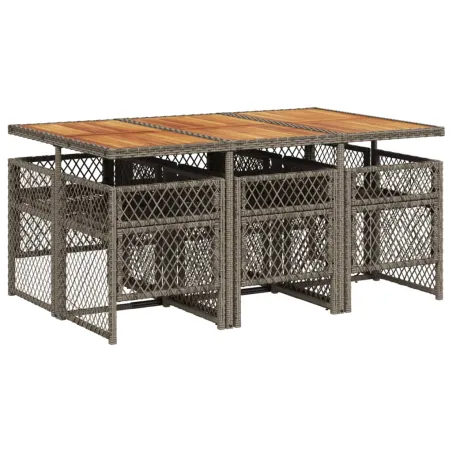 Ensemble à manger de jardin et coussins 7 pcs gris rotin