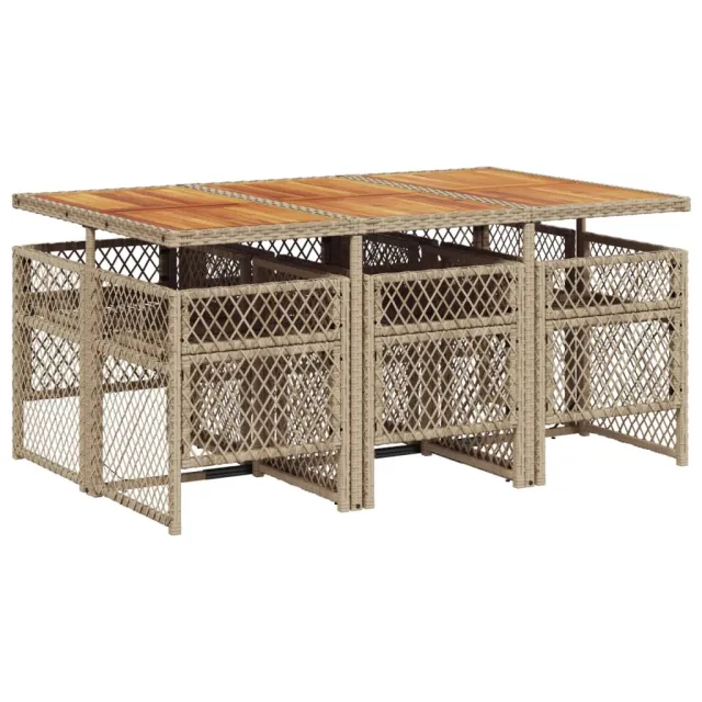 Ensemble à manger de jardin et coussins 7 pcs beige poly rotin