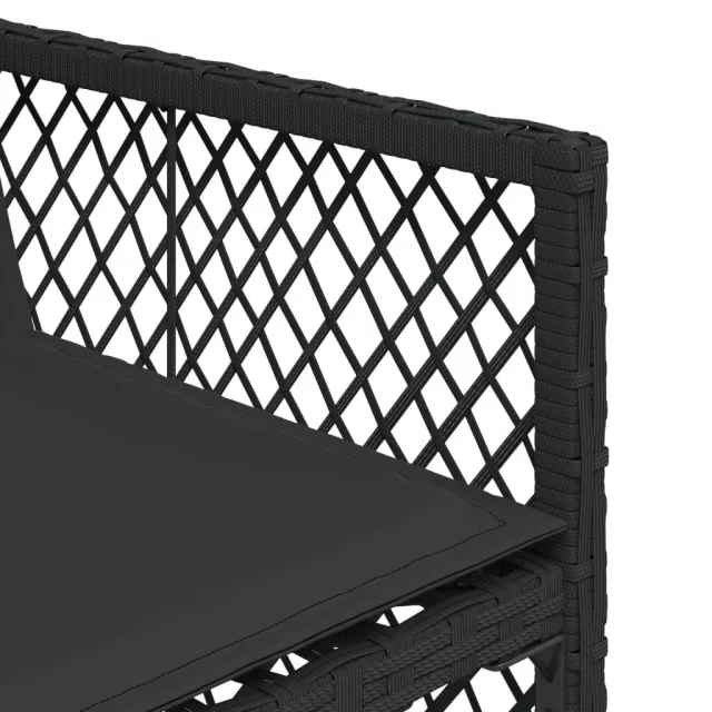 Ensemble à manger de jardin 9pcs coussins noir résine tressée