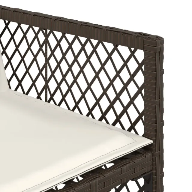 Ensemble à manger de jardin et coussins 9 pcs marron poly rotin