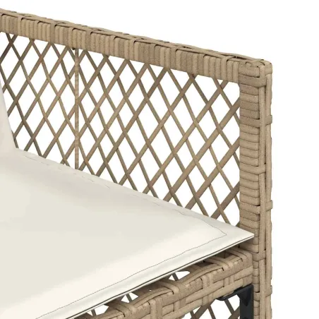 Ensemble à manger de jardin et coussins 9 pcs beige Poly rotin