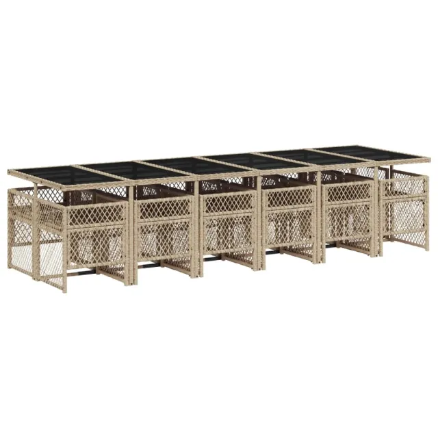 Ensemble à manger de jardin et coussins 13 pcs beige