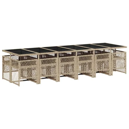 Ensemble à manger de jardin et coussins 13 pcs beige