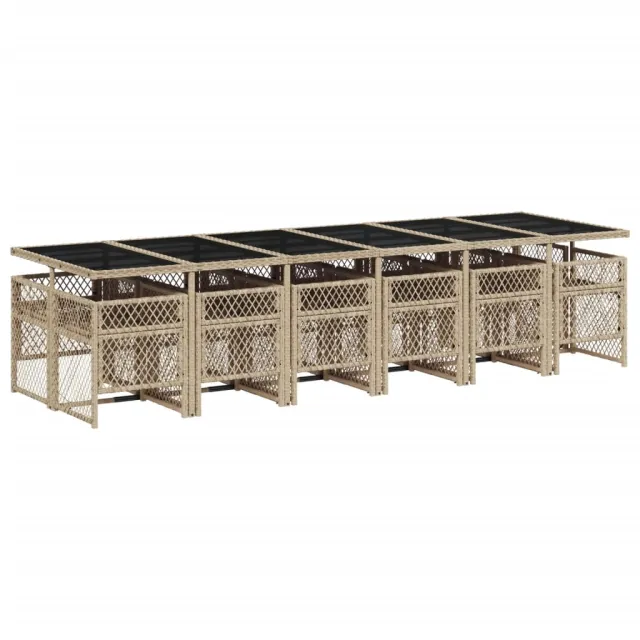 Ensemble à manger de jardin et coussins 13 pcs beige