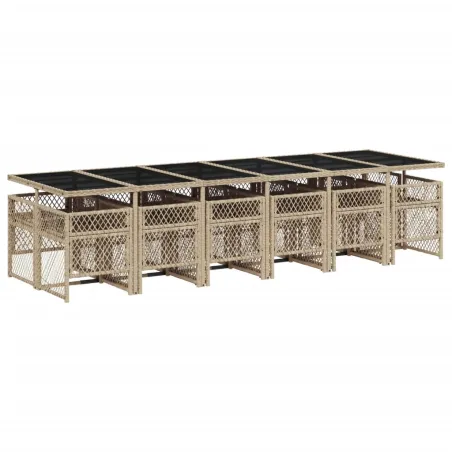 Ensemble à manger de jardin et coussins 13 pcs beige