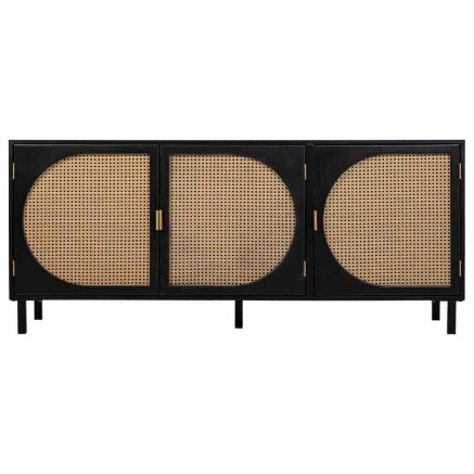 Dientafel Alexandra House Living Zwart Natuurlijk Rotan Paulownia hout