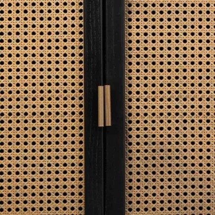 Aparador Alexandra House Living Negro Natural Ratán Madera de Pauloni 2