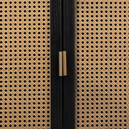 Dientafel Alexandra House Living Zwart Natuurlijk Rotan Paulownia hout