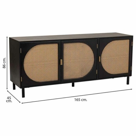 Dientafel Alexandra House Living Zwart Natuurlijk Rotan Paulownia hout