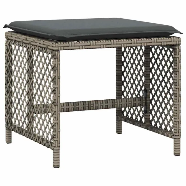 Ensemble à manger de jardin 11pcs avec coussins gris poly rotin