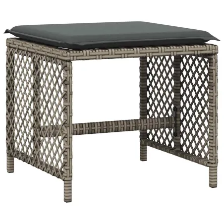 Ensemble à manger de jardin coussins 13 pcs gris résine tressée