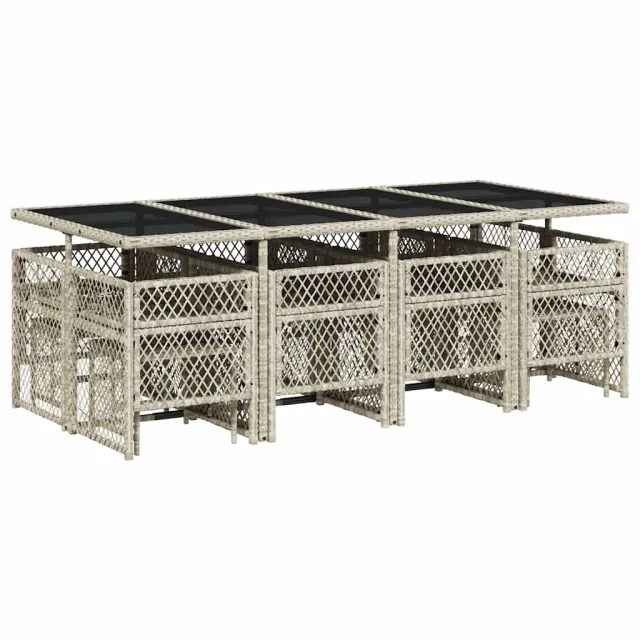 Ensemble à manger de jardin et coussins 13 pcs gris clair rotin