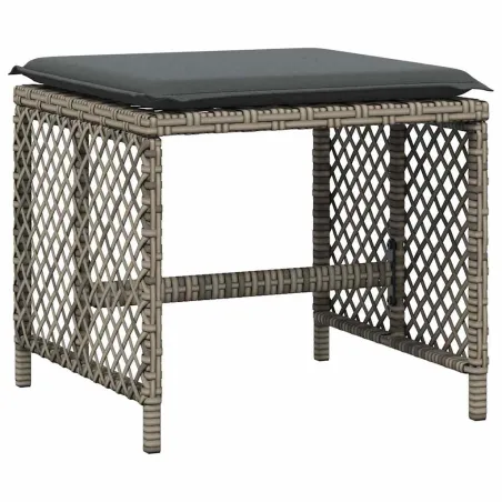 Ensemble à manger de jardin coussins 13 pcs gris résine tressée