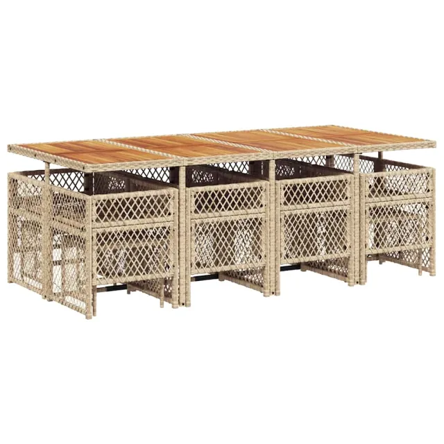 Ensemble à manger de jardin et coussins 13 pcs beige