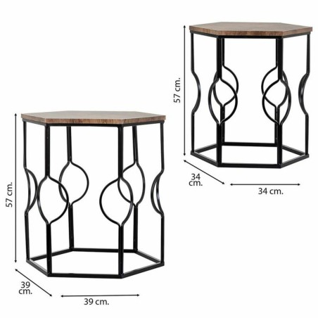 Set van 2 tafels Alexandra House Living Bruin Zwart Ijzer Hout MDF 39