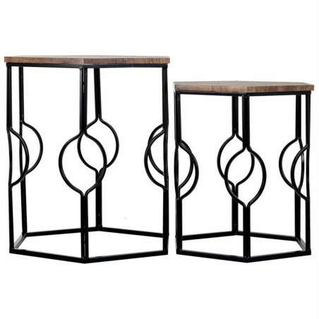 Juego de 2 mesas Alexandra House Living Marrón Negro Hierro Madera MD