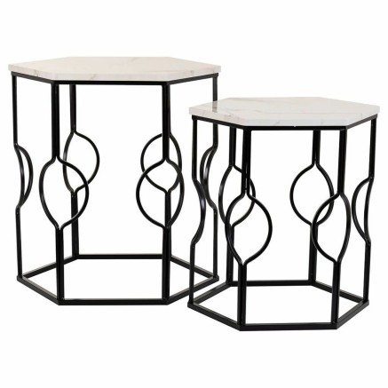Jeu de 2 tables Alexandra House Living Blanc Fer Bois MDF 39 x 57 x 39