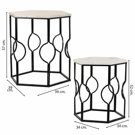 Set of 2 tables Alexandra House Living White Iron MDF Wood 39 x 57 x 3