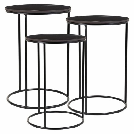 Set van 2 tafels Alexandra House Living Zwart Ijzer Hout MDF 39 x 57 x