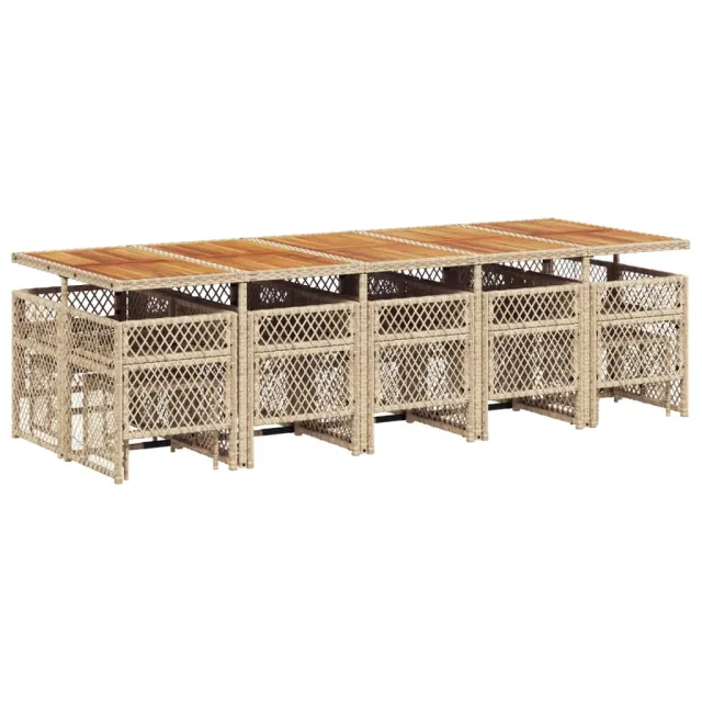 Ensemble à manger de jardin et coussins 15 pcs beige